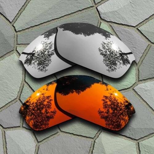 Chrome&Red Orange Sunglasses Polarized Replacement Lenses for Oakley Flak Jacket