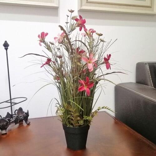 4pcs Artificial Plants Bonsai 46CM Tree Pot Plants Fake Flowers Potted Ornaments For Home Decoration Hotel Garden Decor