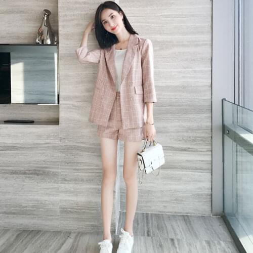 2 Piece Set Suit Double Breasted Blazer Trousers Elegant Woman Blazer Long Short Trousers Elegant High Chic Lady Blazer Outfits