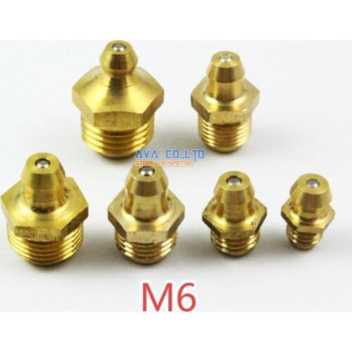50 Pieces M6 Brass Straight Grease Zerk Grease Nipple Fitting