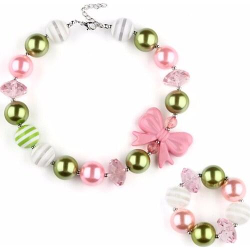 Min order bowknots decoration cute acrylic beads Children necklace/bracelet fashion toddler bubblegum pendants jewelry accessory