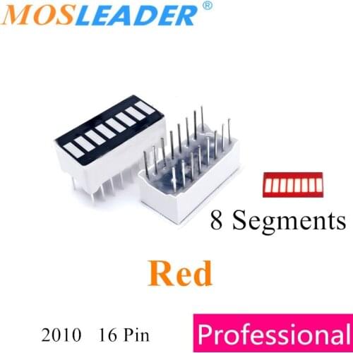 Mosleader 100PCS 8 Segment display Red 2010 8 Segments DIP16 16P B8 Anode Bargraph LED Bar graph light display digital