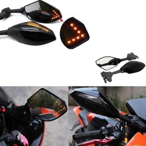 Universal Moto with LED Turn Signal Indicators Motorcycle Rearview Side Mirrors Retroviseur For Honda Suzuki Kawasaki Ducati