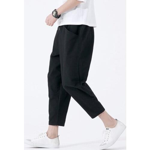 Men Cotton Casual Harem Pants Summer 2021 Fashion Outdoor Lightweight Loose Jogging Anlke Lenght Pants Hommes Pantalons M-5XL