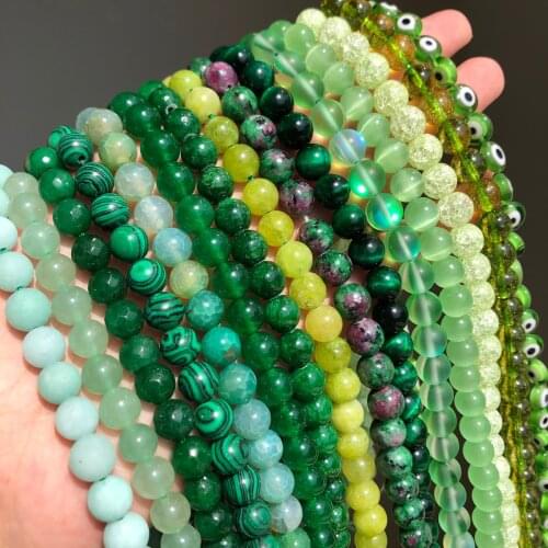 6 8 10mm Green Peridot Cat Eye Crystal Loose Stone Beads Round Loose Beads For Jewelry DIY Making Bracelet Earrings Accessories