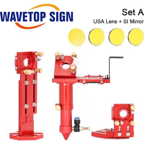 WaveTopSign E Series CO2 Laser Head Set + 1Pcs Focus Lens + 3Pcs Si / Mo Mirrors for Co2 Laser Engraver Cutting Machine Parts