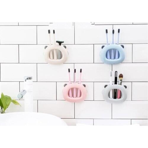 1PC 3 Holes Wall Mount Toothbrush Holder Suction Cup Hook Brush Teeth Holder Tooth Brush Stand Dust Cover Kids Bathroom OK 0868