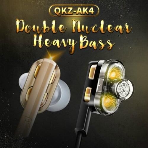 QKZ AK4 Dual Drivers Earphone Super Bass Sport Headphones Earbuds with Mic Stereo Music Headset for Phone Iphone Xiaomi Samsung