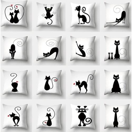 Cartoon Cushion Cover 45x45 Cute Cat Pillowcases Sofa Throw Pillows Home Decor Pillowcover Polyester housse de coussin cojin
