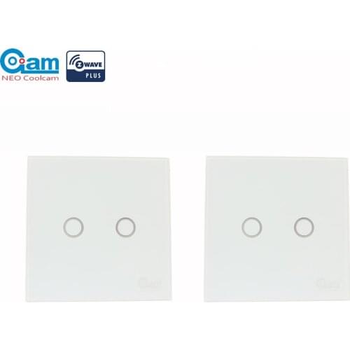 NEO Coolcam 2pcs/lot Zwave Wall Switch Smart Home Z-Wave Plus 2CH EU Light Switch Remote Control via Mobile Phone