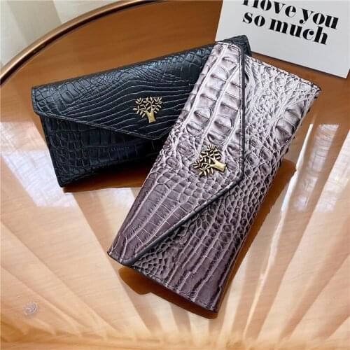 New Women Long Wallet Crocodile Pattern Coin Purses Soft Leather Clutch Wallet Large Capacity Multifunctional Wallet