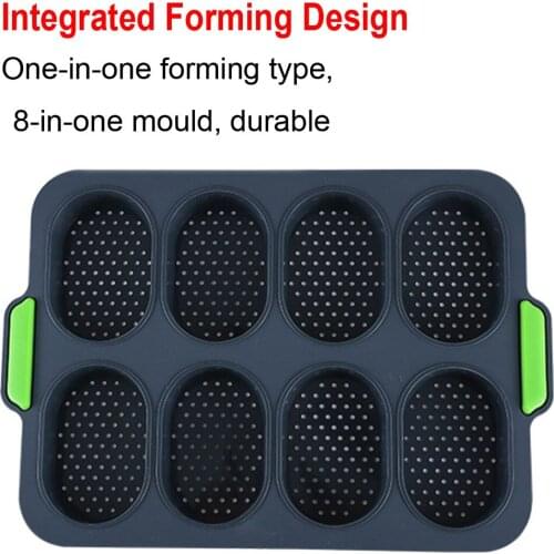 New 8 Cavity Bread Mold Silicone Baking Toast Moulds Home Cake Food Grade French Bread Biscuit Molds Nonstick Homemade DIY T