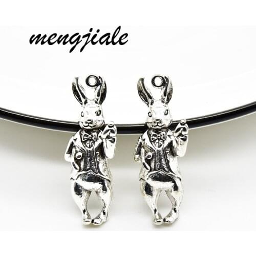 5pcs New style Cute rabbit charms fit DIY handmade Jewelry pendant earrings Accessories Making 37*14mm
