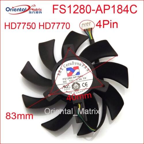 New FS1280-AP184C 12V 0.3A 83mm 40*40*40mm For Sapphire HD7750 HD7770 Graphics / Video Card Cooling Fan 4Wire 4Pin