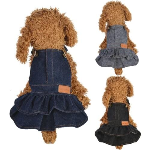 Pet Dog Dress Denim Jeans Skirt Cat Puppy Apparel Small Dog Clothes Yorkie Chihuahua Poodle Pomeranian Schnauzer Clothing Outfit