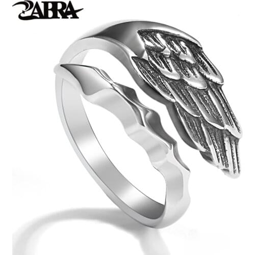 ZABRA Tail Ring Wing Simple Fashion Gift For Women Men Vintage 925 Sterling Silver Rings Biker Jewelry Size 6-10.5