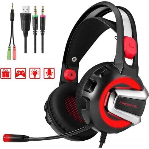 Wired Gaming Headset Stereo Surround Sound Earphones Over-Head Earphone with Microphone for PC XBox One PS4 Gamers Gifts