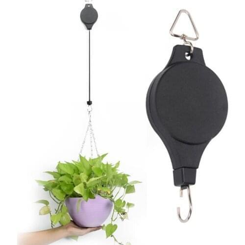 Adjustable Retractable Hook Pulley Hanging Basket Pull Down Hanger Plant Pots