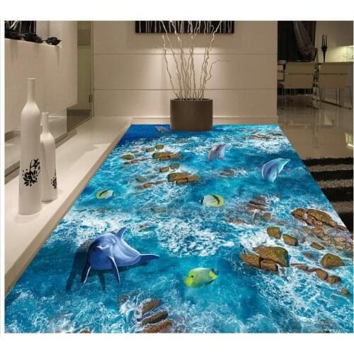 Custom Photo self-adhesive 3D floor 3D beautiful flowers Waterproof floor mural painting Modern Floor painting