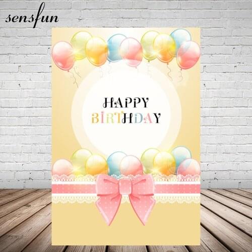 Sensfun Colorful Balloon 1st Birthday Party Photography Backdrop Pink Bow Polka Dot Baby Shower Backgrounds For Photo Studio