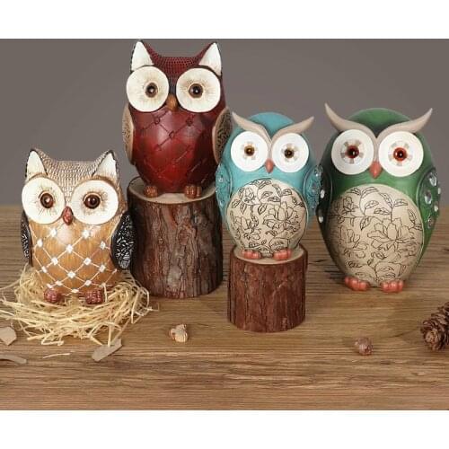 Lucky Retro Owl Family Modern Ornament Living Room Desk Decoration Ceramic Material Art Good Luck Christmas Figurines