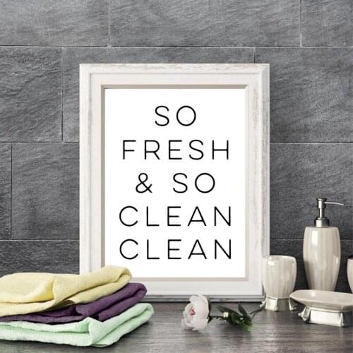 So Fresh and So Clean Bathroom Wall Art Canvas Prints , Modern Minimalism Bathroom Canvas Painting Wall Picture Home Decor