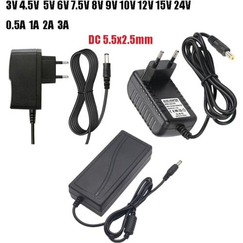 DC 3V 4.5V 5V 6V 7.5V 8V 9V 10V 12V 15V 24V 0.5A 1A 2A 3A Universal Power Adapter Supply Charger for LED Strip Lights Camera