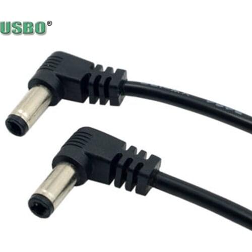 Universal 60cm Elbow 90degree Double Male DC 5.5*2.5MM 5.5*2.1MM Audio power extension cord Charging cable Data Line