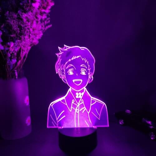 Japanese Manga The Promised Neverland Emma Figure 3D LED Night Light for Home Room Decor Kids Child Nightlight Bedside Desk Lamp