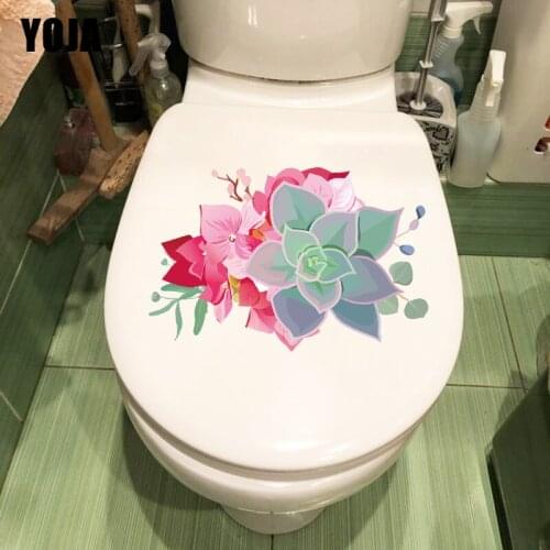 YOJA 29.1CM×19.4CM Succulent Plants Fresh Wall Decor Creative Bathroom Toilet Stickers Home Accessories T1-2551