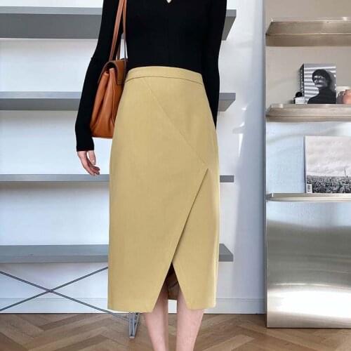 Spring Women Skirts Elastic High Waist Skirts Women Casual Irregular Split Hem Bodycon Skirts Mujer Faldas Jupe Straight Skirts