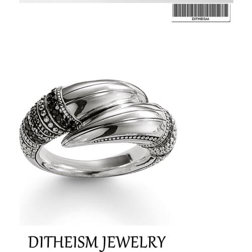 Ring Claw 925 Sterling Silver With Black Stones Vintage Design 2021 Brand New Fine Men Jewerly Autumn Expressive Talons Gift