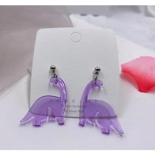 2021 Summer New Color Cute Colorful Animal Acrylic Little Dinosaur Earrings Pendant for Girls Women Gift Lovely Jewelry
