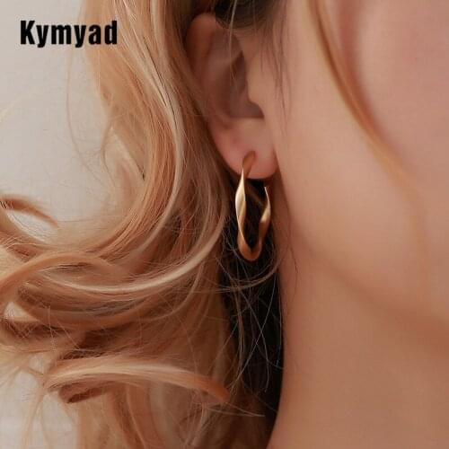 Kymyad 33mm MatteGold Silver Color Hoop Earrings For Women Wide Big Metal Round Circle Statement Earrings Vintage Jewelry