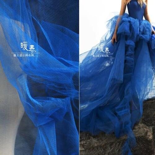 Stiff Hexagon Mesh Tulle Fabric Royal blue DIY Patchwork Veil Party Decor Sewing Fluffy Skirt Wedding Dress Designer Fabric