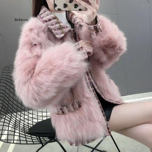 Winter Fluffy Fox Fur Coat Women Short Section Warm Thickening Real Fox Fur Jacket Fashion Luxury Slim Coat Female