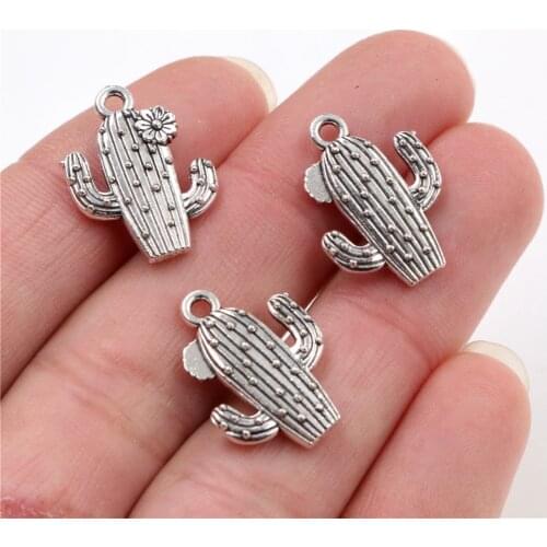 10pcs Charms desert cactus flower 20x15mm Antique Silver Plated Pendants Making DIY Handmade Tibetan Finding Jewelry