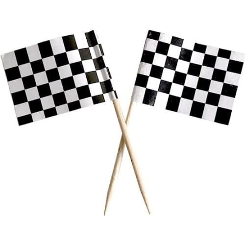 24pcs Racing Flag Toothpicks Checkered Flag Picks Appetizer Toothpicks Fruit Sticks for Cocktail Party - Black and White New