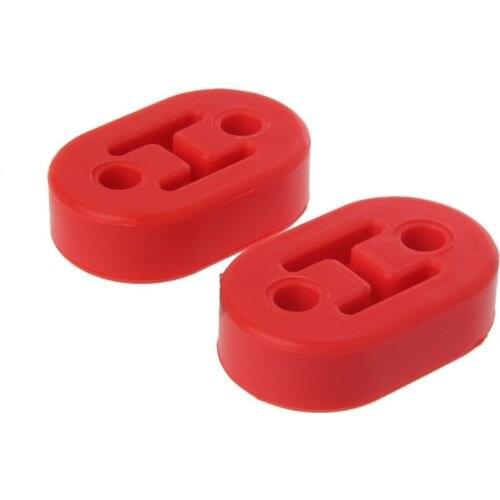 2x 11.5mm Hole Heavy Duty Exhaust Hanger Bushing Support 2 Holes Bracket Rubber Mount Red