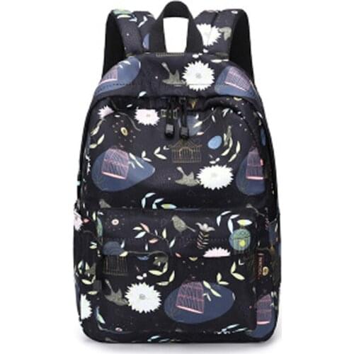 3PCS / LOT Creative Bird Printing Student Schoolbag Backpack