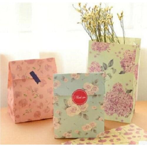 3Pcs/packs 230*130mm fresh Flower DIY Multifunction Portable Packing bag with seal sticker food bags Package paper box