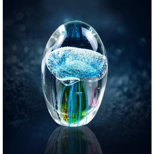 3D Laser Fish Jellyfish Inlay Crystal Glass Art Ocean Gift Wedding Express Gift Home Decoration Paperweight Centerpiece