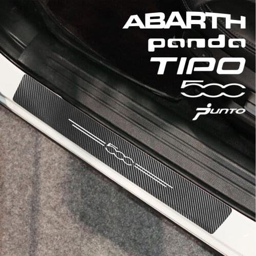 4Pcs/Set Car Door Carbon Leather Fiber Sill Plate For Fiat 500 Punto Panda Tipo Abath Auto Body Protector Decorative Accessories