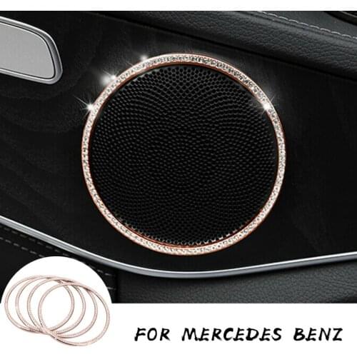 4x Rose Gold Audio Speaker Decor Diamond Decal For Benz New C-Class GLC260 C200