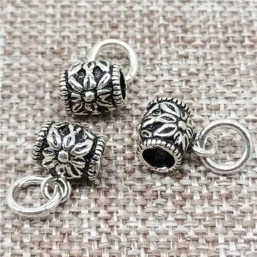 925 Sterling Silver Daisy Flower Bail Bead Charms 4mm Hole Spacers for Bracelet Necklace