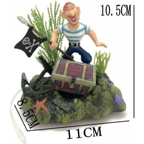 Aquarium American Seahorse Resin Pneumatic Landscape Decoration Diver Treasure Box Treasure Hunting Frogman Pirate Captain