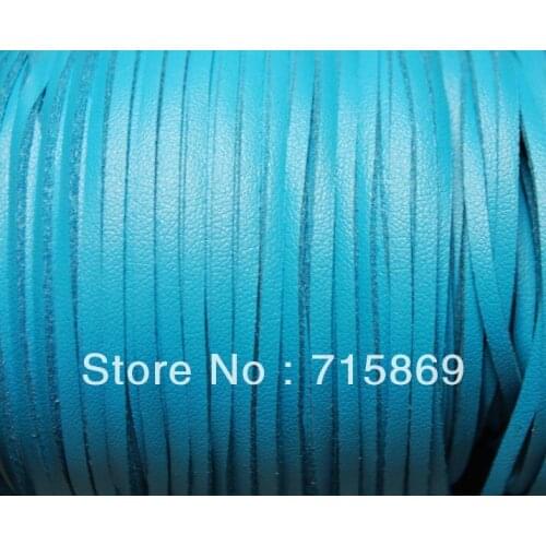 Free Shipping 3 x 1.5mm 100Yards (92M) Teal ONE SIDE Flat Faux Suede Leather Cord