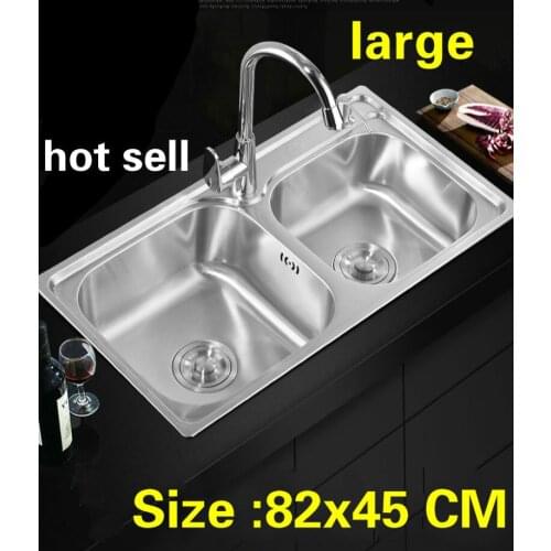 Free shipping Apartment standard kitchen double groove sink do the dishes 304 stainless steel hot sell large 82x45 CM