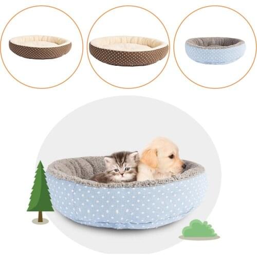 Large Round Pet Bed Warm Linen Cat House For Small Medium Large Dog Soft Washable For Cat Puppy Cotton Kennel Mat