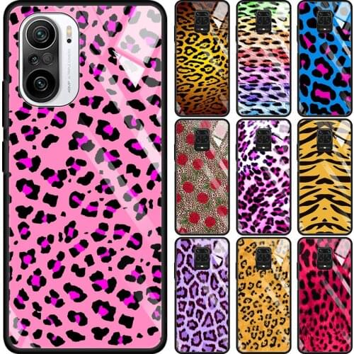 Transparent Glass Case For Redmi Note 9S 9 8 Pro 8T 7 9C 9S 6A 10 K40 K30 9T 8A Bumper Animal leopard print